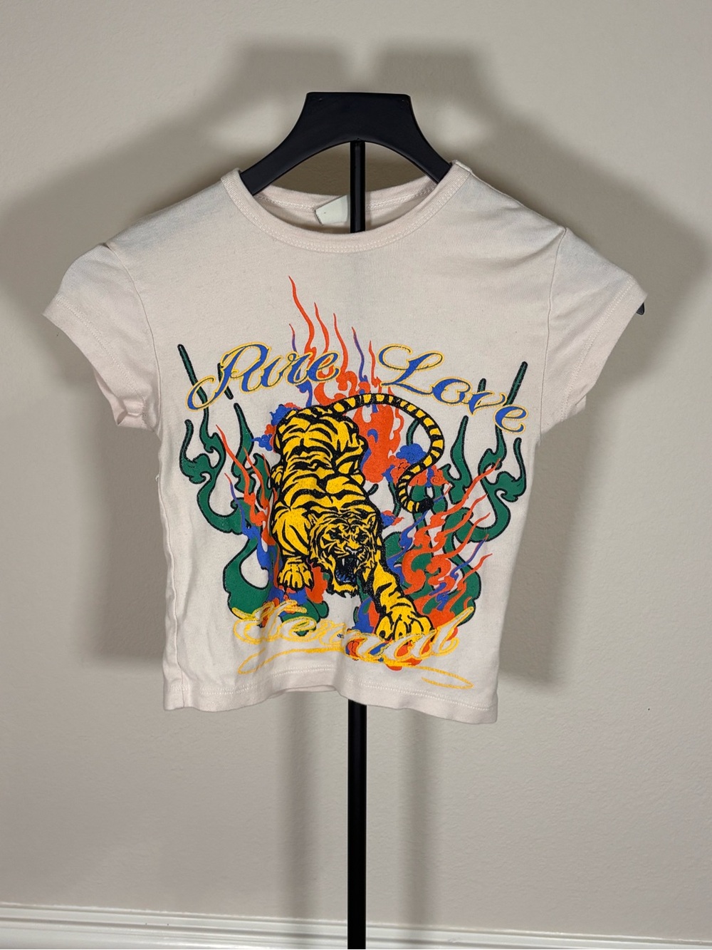 Urban Outfitters Pure Love Tiger Baby Tee White Small